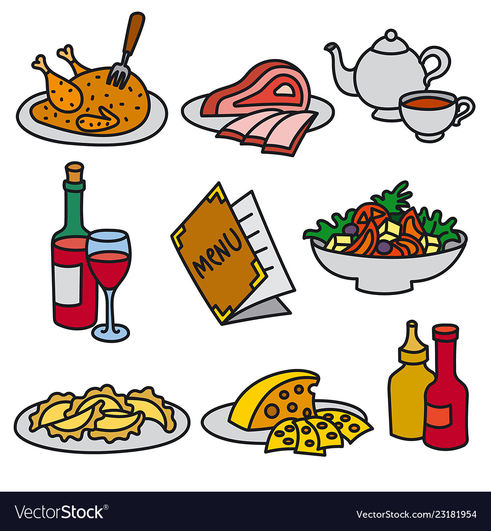 Food icon set Royalty Free Vector Image - VectorStock