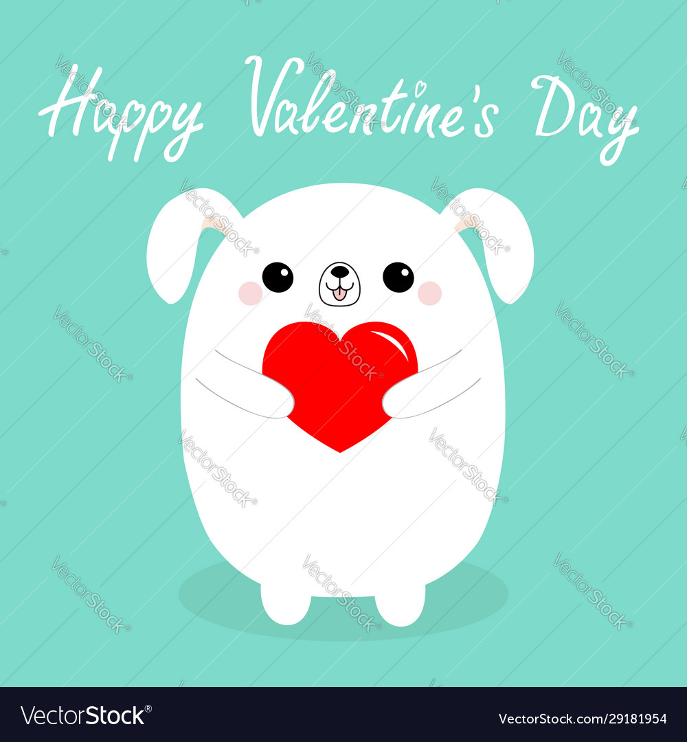 Happy valentines day white baby dog puppy head Vector Image