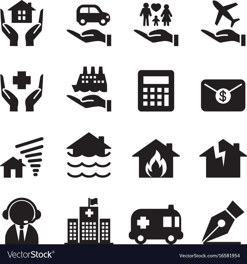 Insurance icons set Royalty Free Vector Image - VectorStock