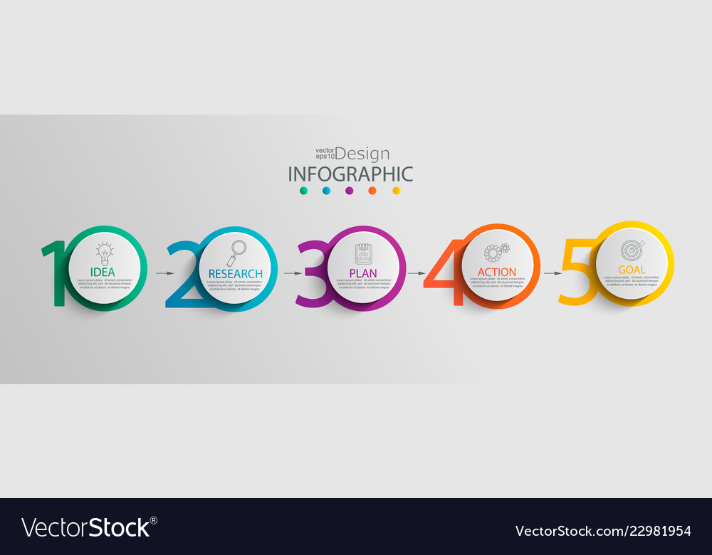 Paper infographic template with 5 circle options vector image Paper infographic template with 5 circle options