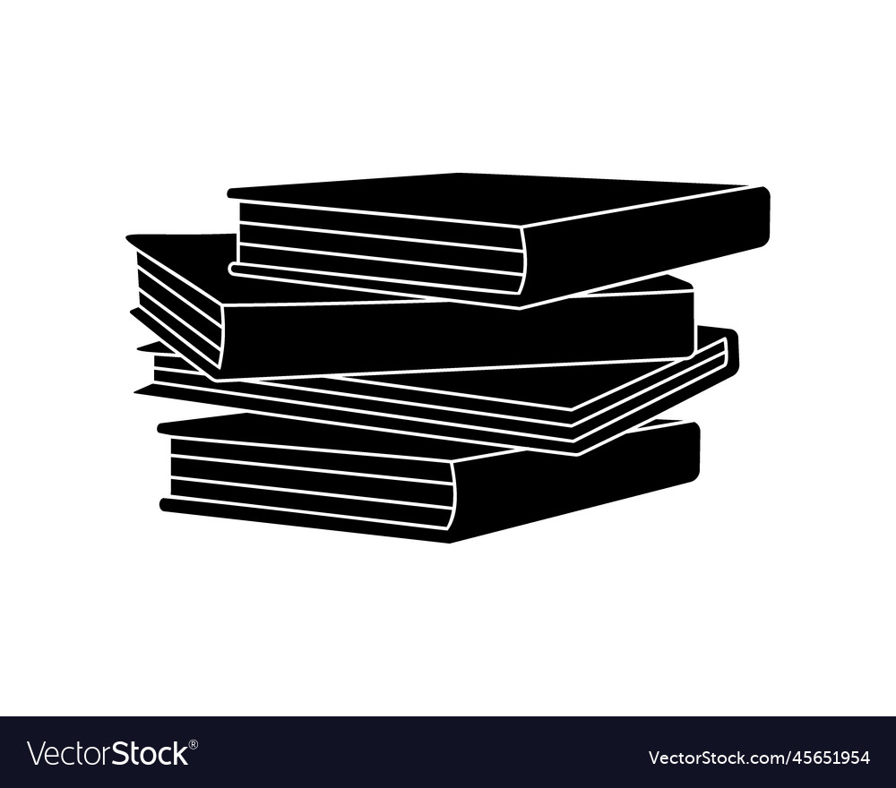 Pile of books silhouette education symbol book Vector Image