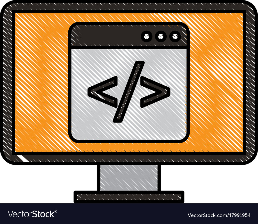 Programming window with script code html computer