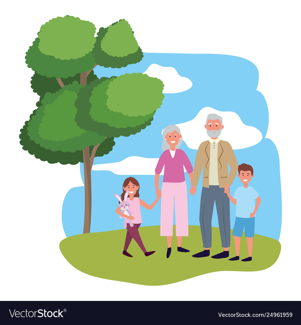 Elderly Couple With Children Royalty Free Vector Image