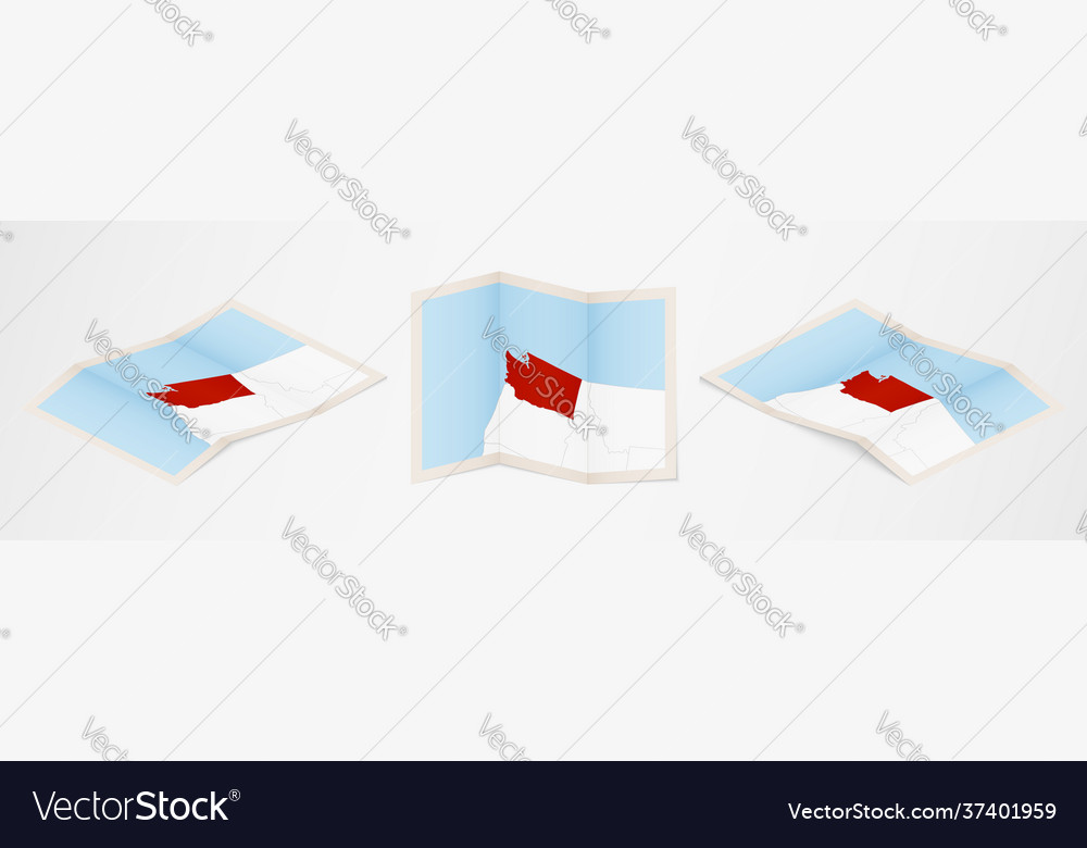 Folded map washington in three different Vector Image