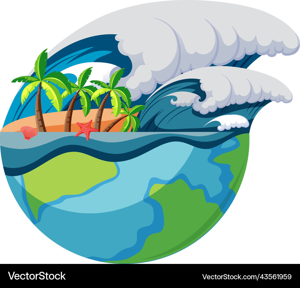 Ocean Wave On Earth Planet Isolated Royalty Free Vector