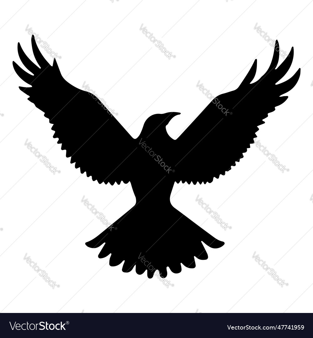 Raptor bird flying silhouette isolated Royalty Free Vector