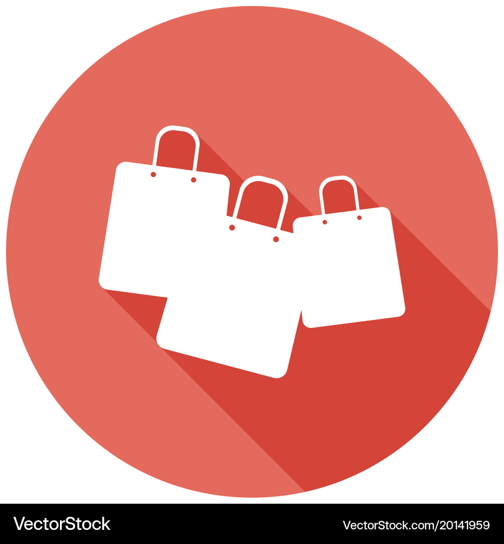 Shopping bags on white circle with a long shadow Vector Image