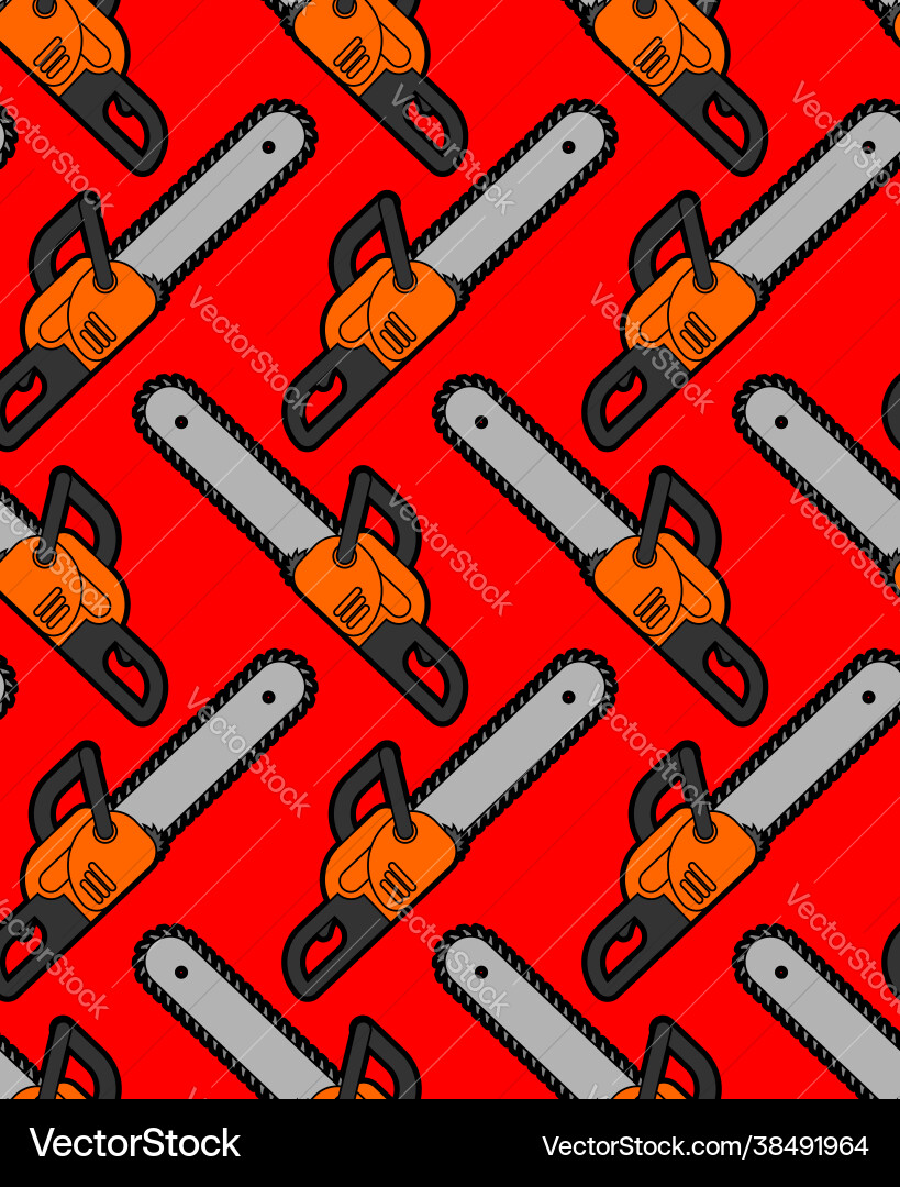 Chainsaw pattern seamless lumberjack tool Vector Image