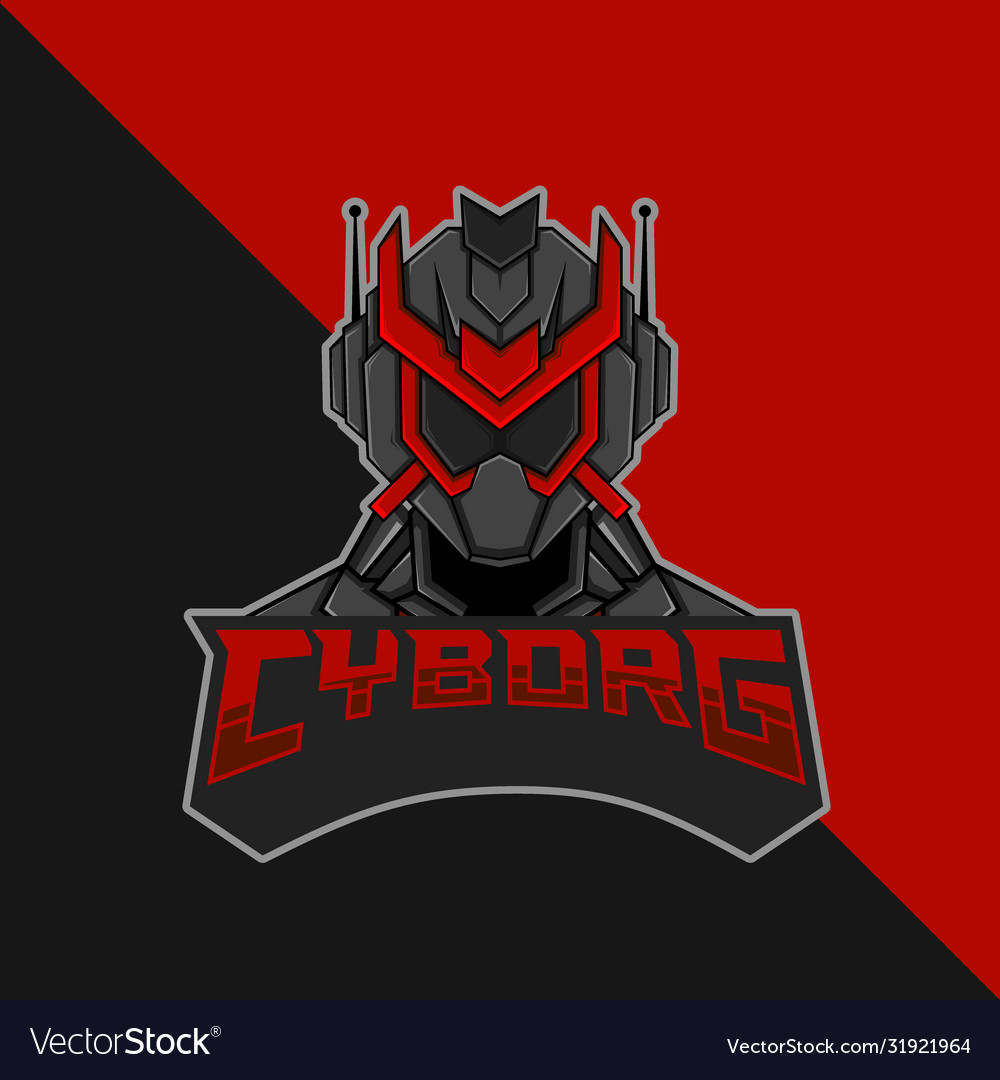 Cyborg Robot E Sports Mascot Logo Royalty Free Vector Image