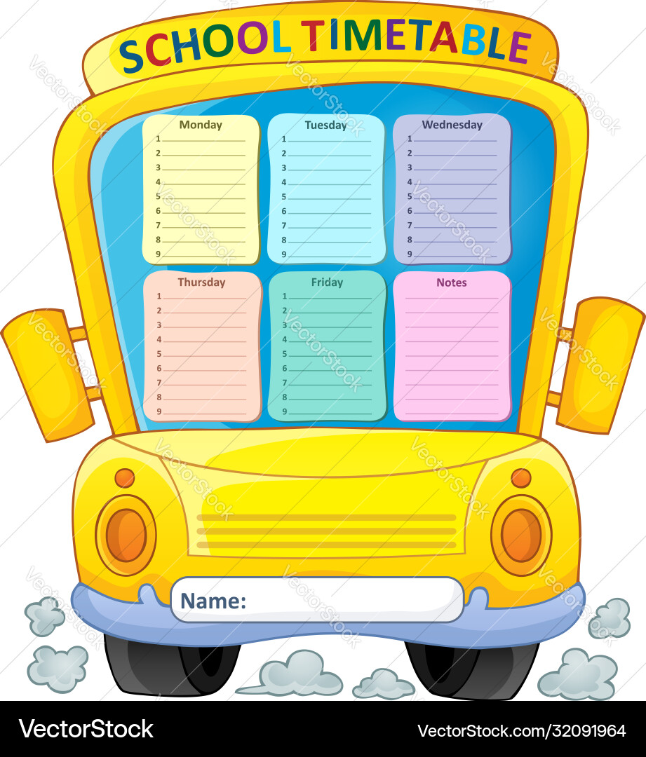 Weekly school timetable composition 4 Royalty Free Vector