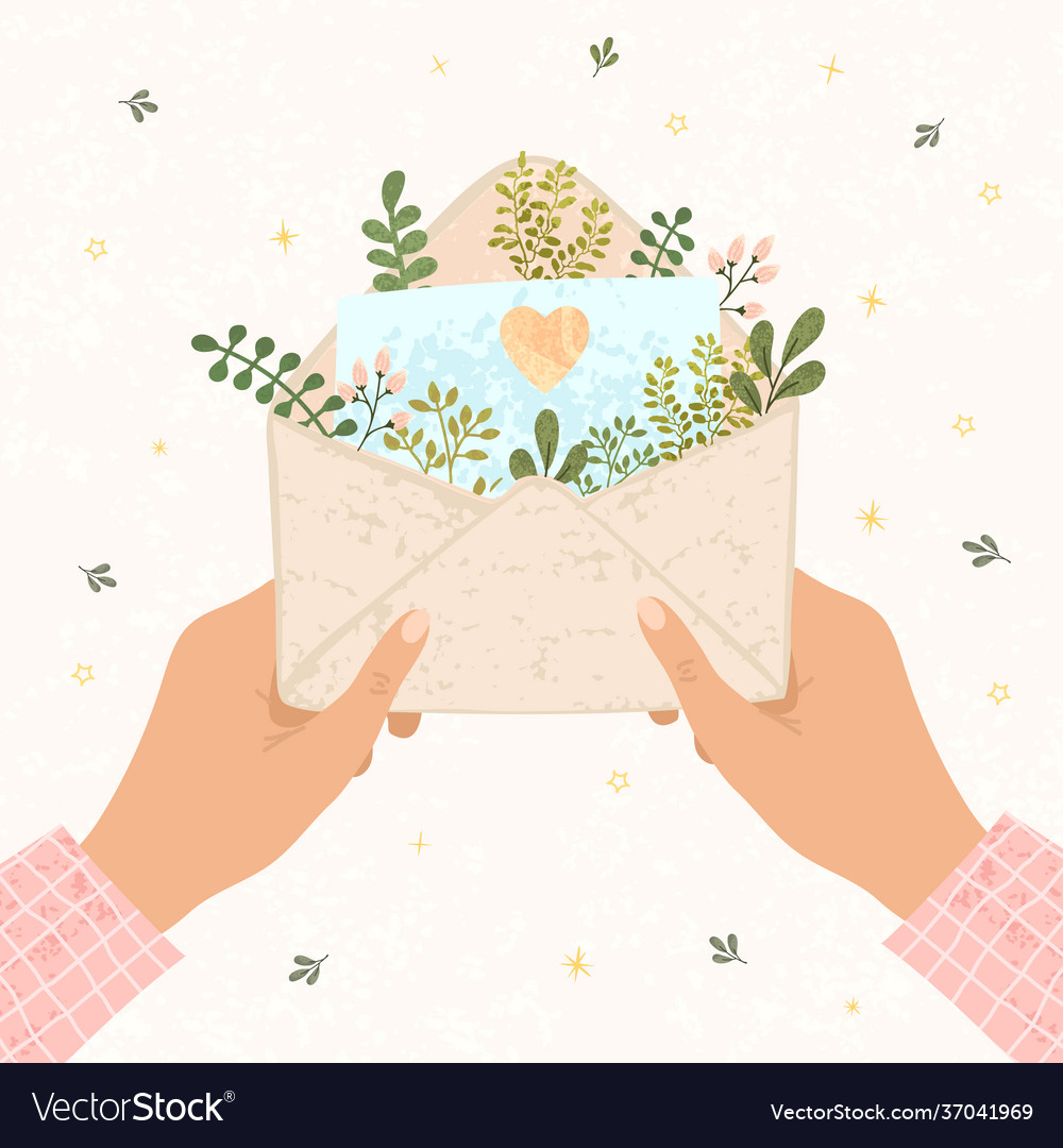 An woman hols in hands open Royalty Free Vector Image