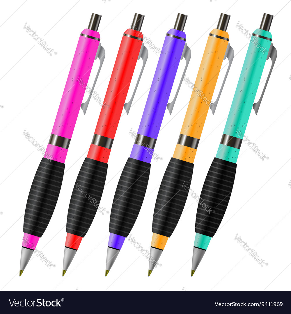 Set of colorful pens isolated Royalty Free Vector Image