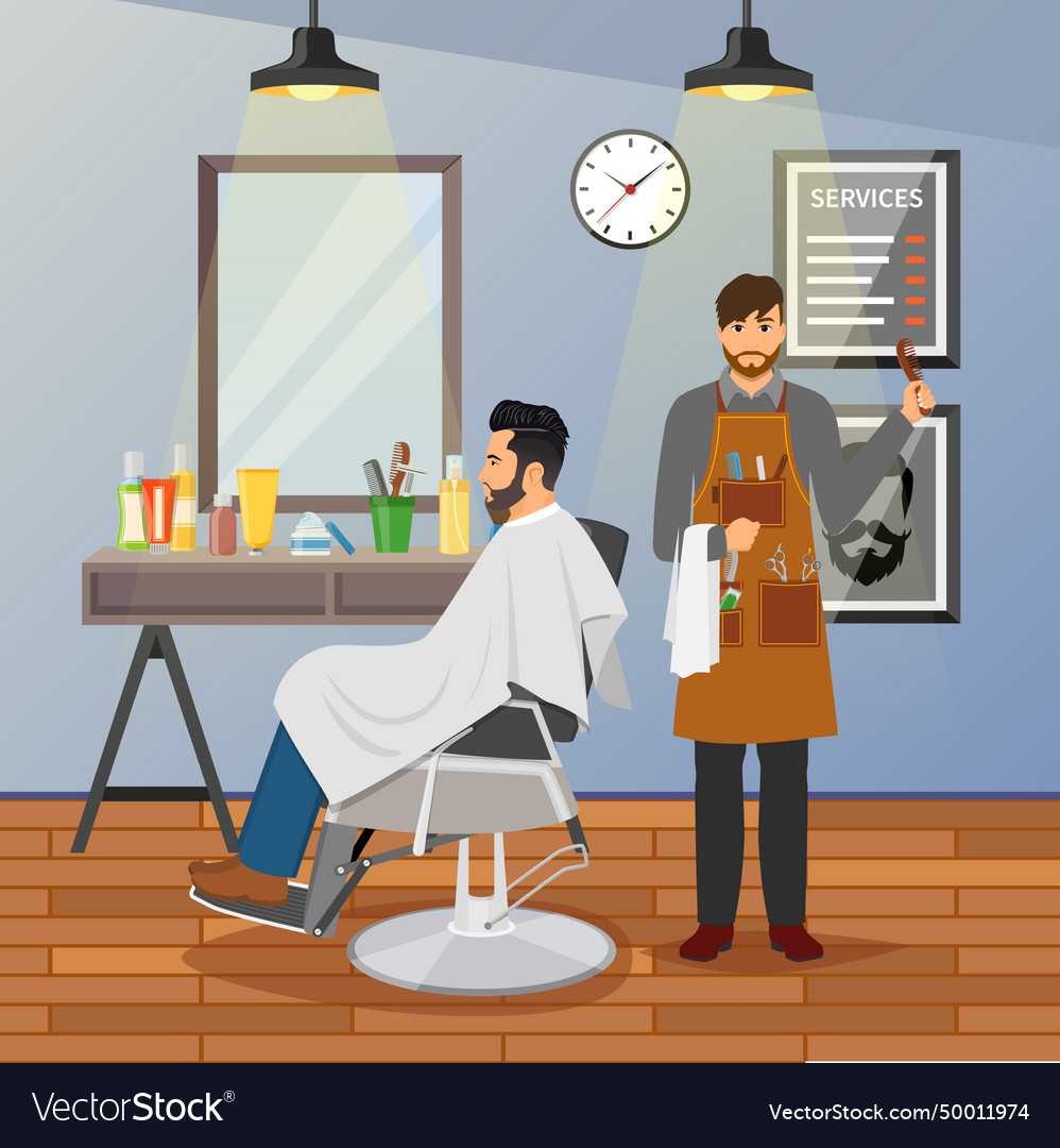 Barber shop flat design Royalty Free Vector Image