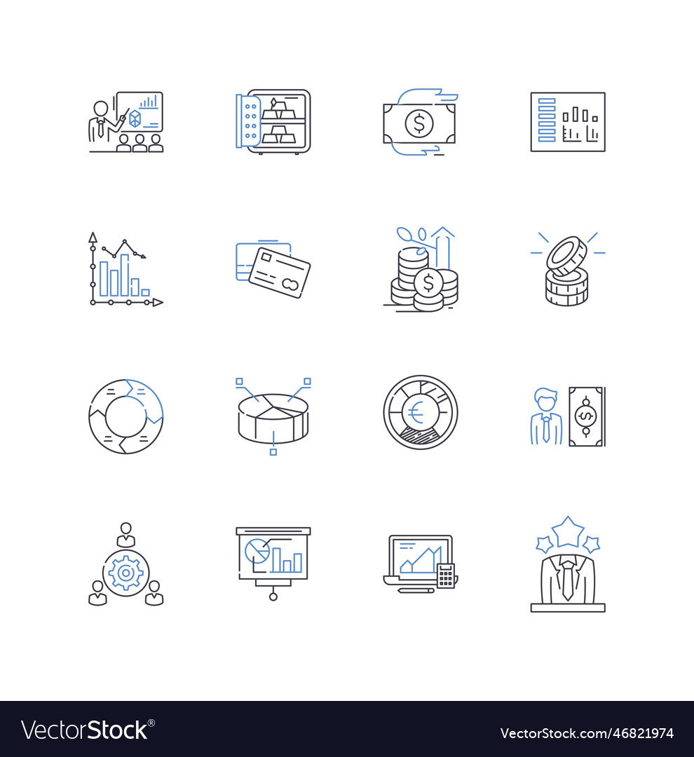 Cash economy line icons collection barter coins Vector Image