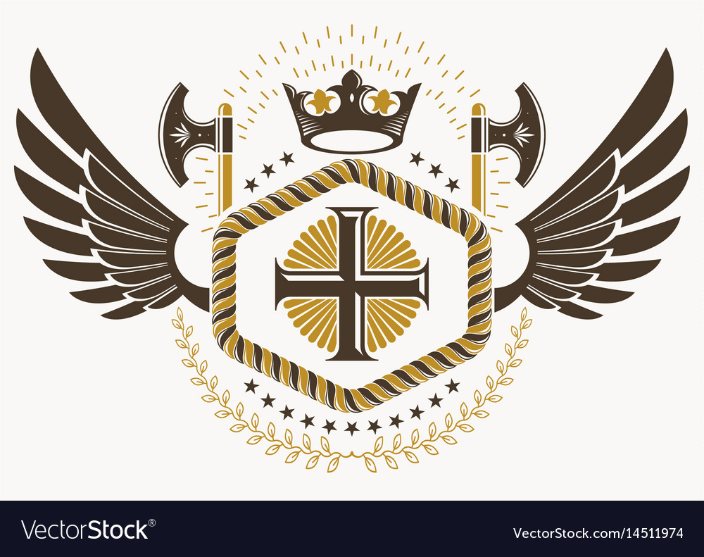 Classy Emblem Made With Eagle Wings Decoration Vector Image