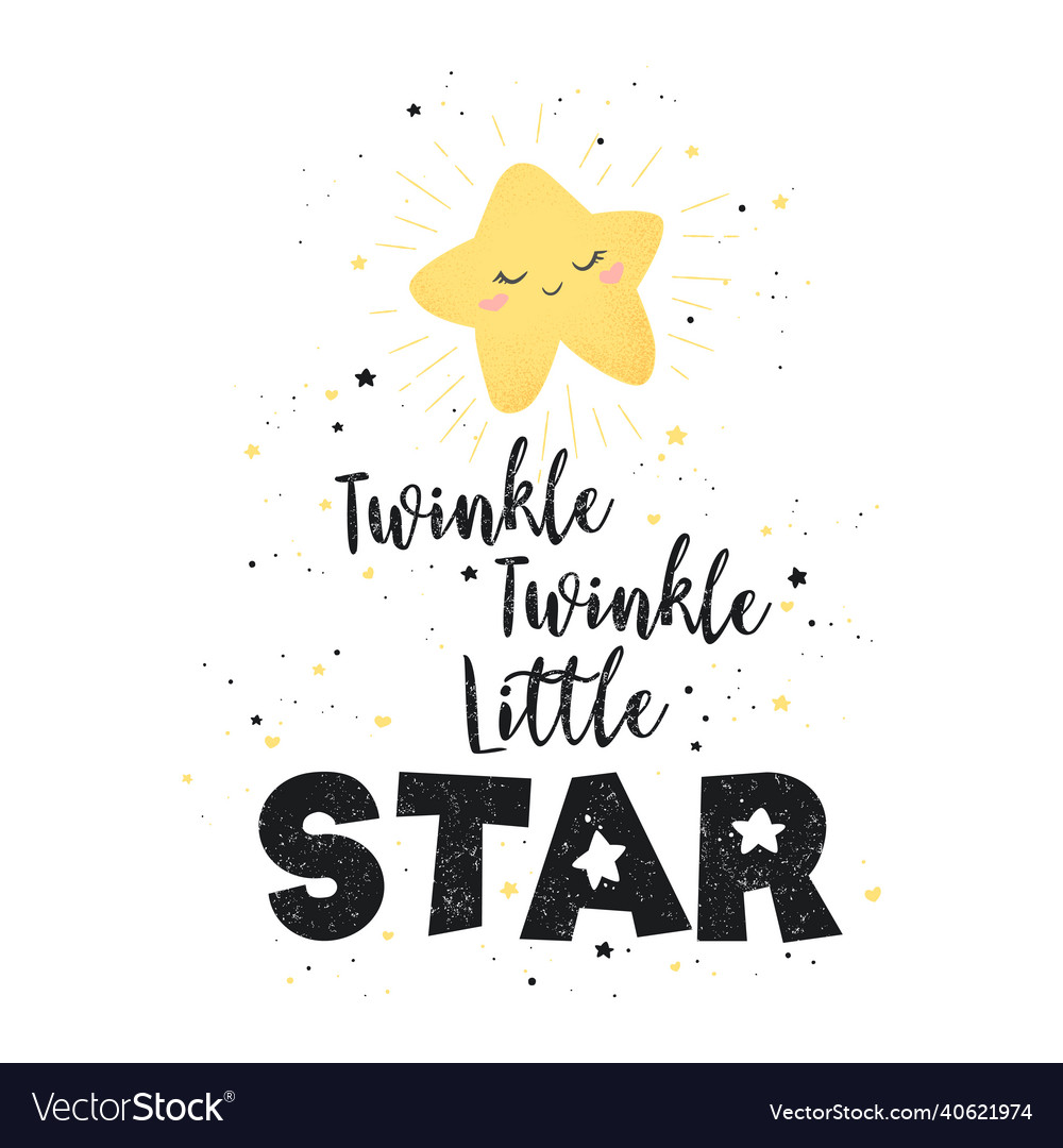 Cute hand drawn cartoon star and lettering Vector Image