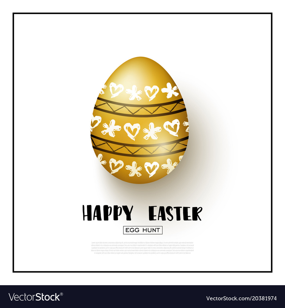 Happy easter background with realistic golden egg Vector Image