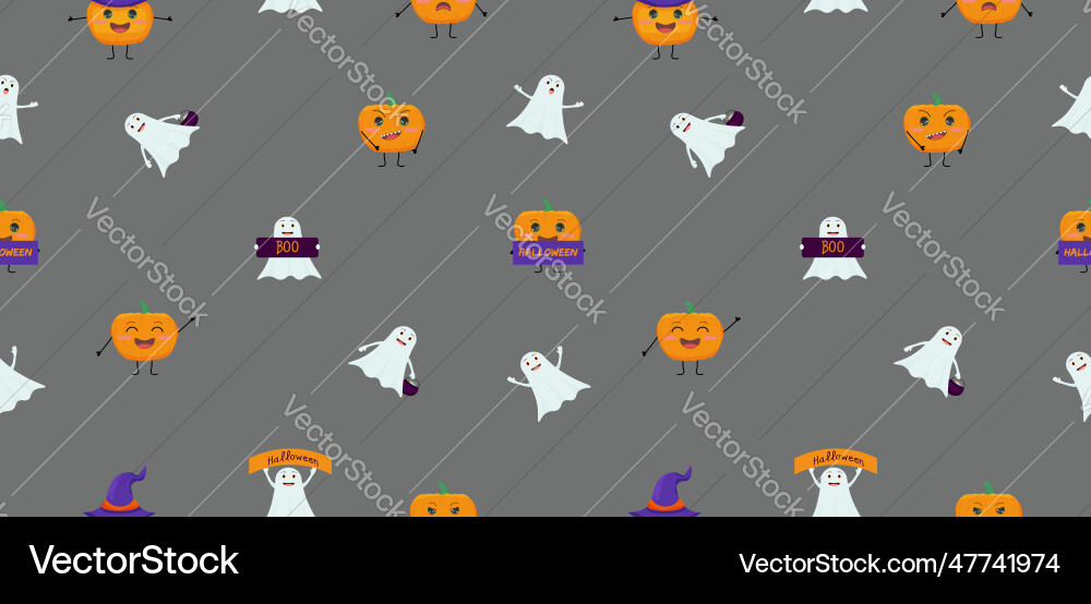 Seamless pattern for halloween with funny Vector Image