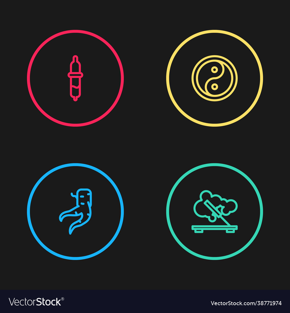 Set line ginger root scented spa stick yin yang Vector Image