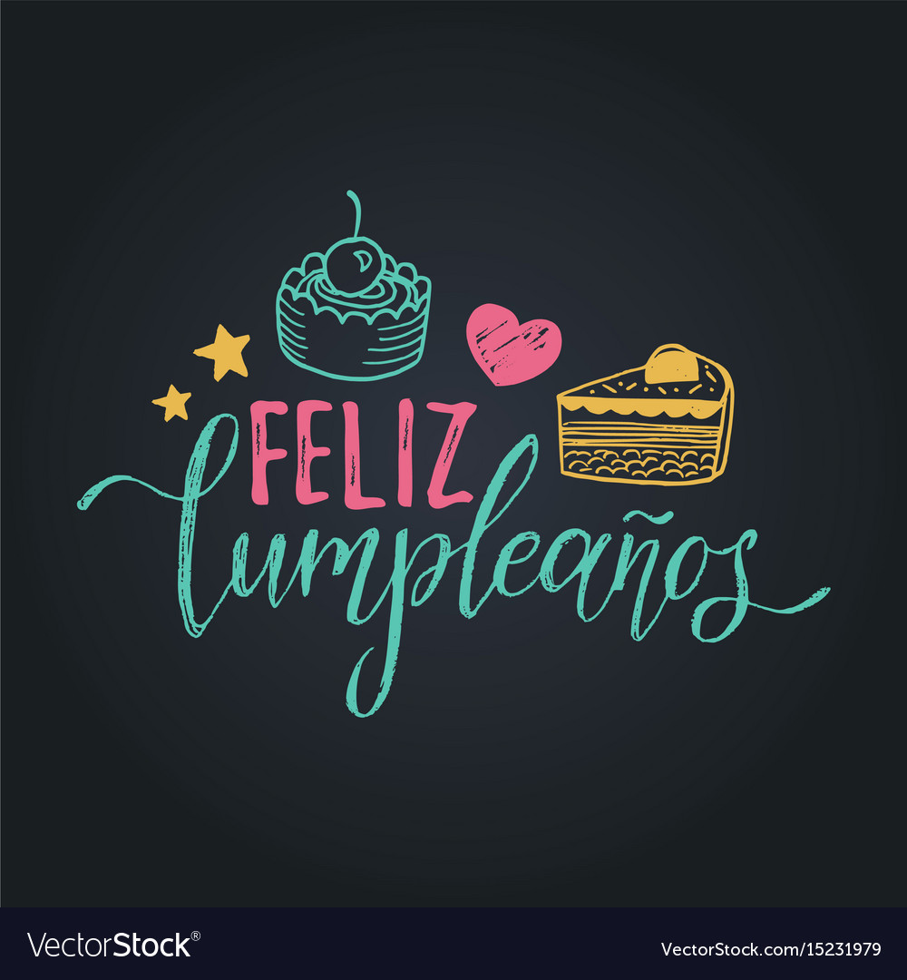 Happy birthday Feliz cumpleanos lettering in spanish 18872664