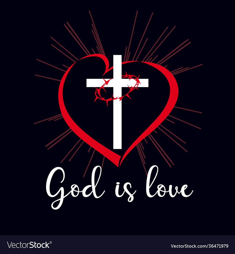 God is love inscription emblem Royalty Free Vector Image