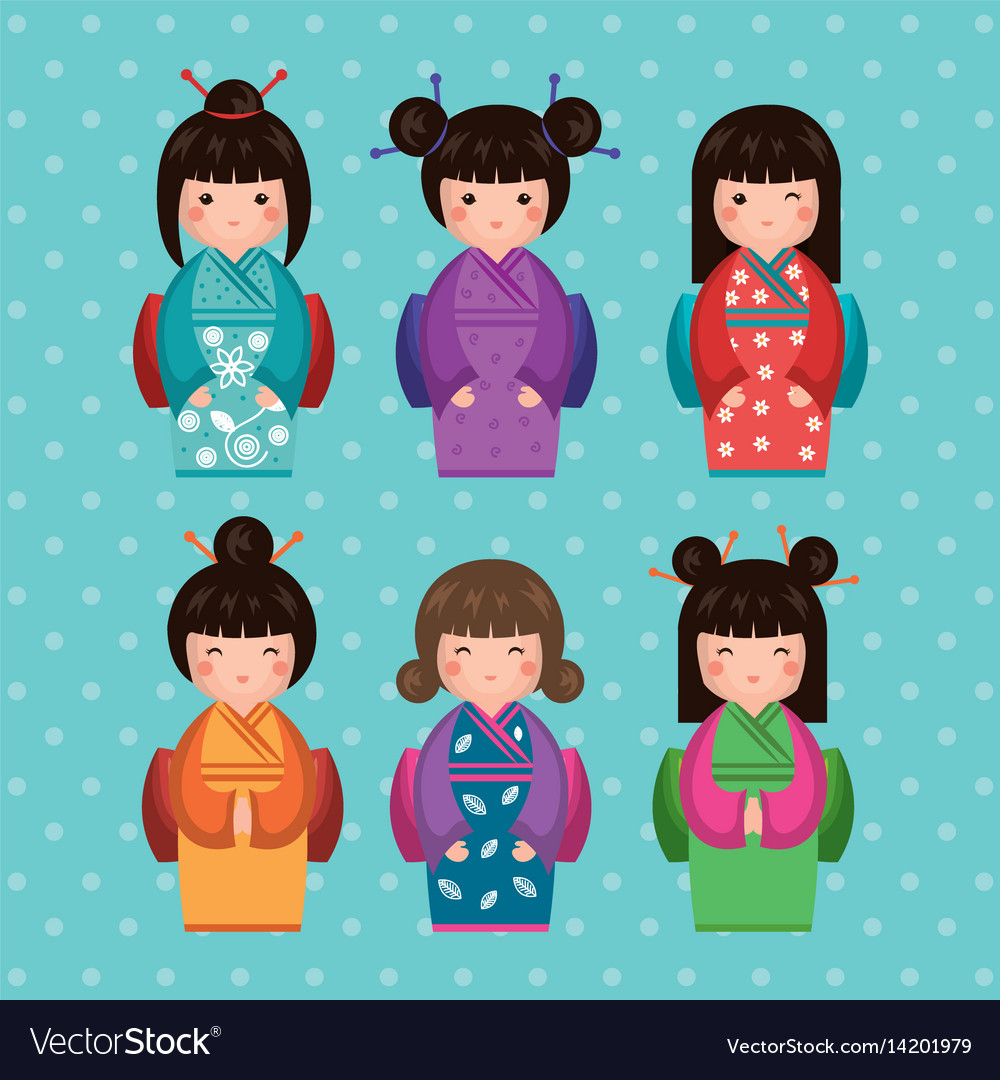 Japanese girl doll icon vector image on VectorStock.