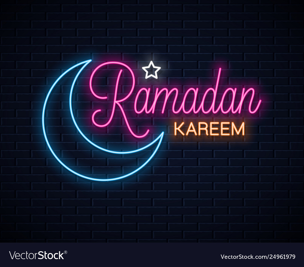 Ramadan kareem neon sign eid neon Royalty Free Vector Image