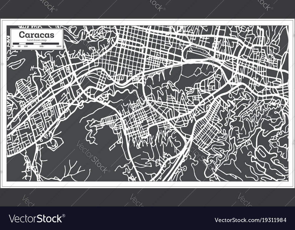 Caracas venezuela city map in retro style