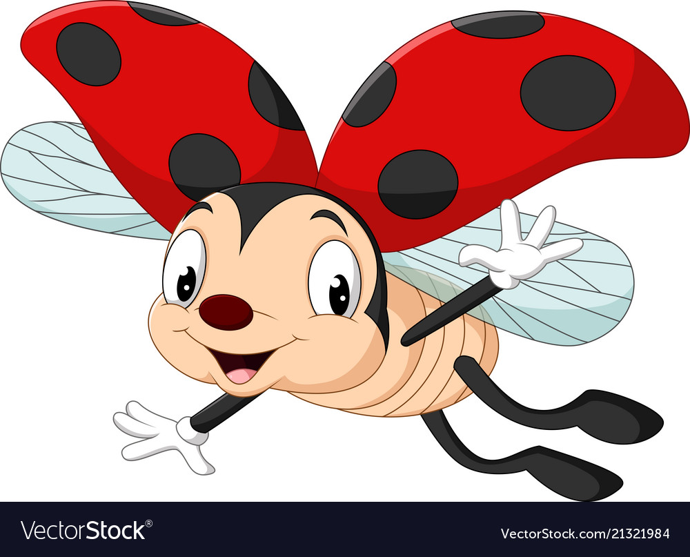 Cartoon ladybug flying Royalty Free Vector Image