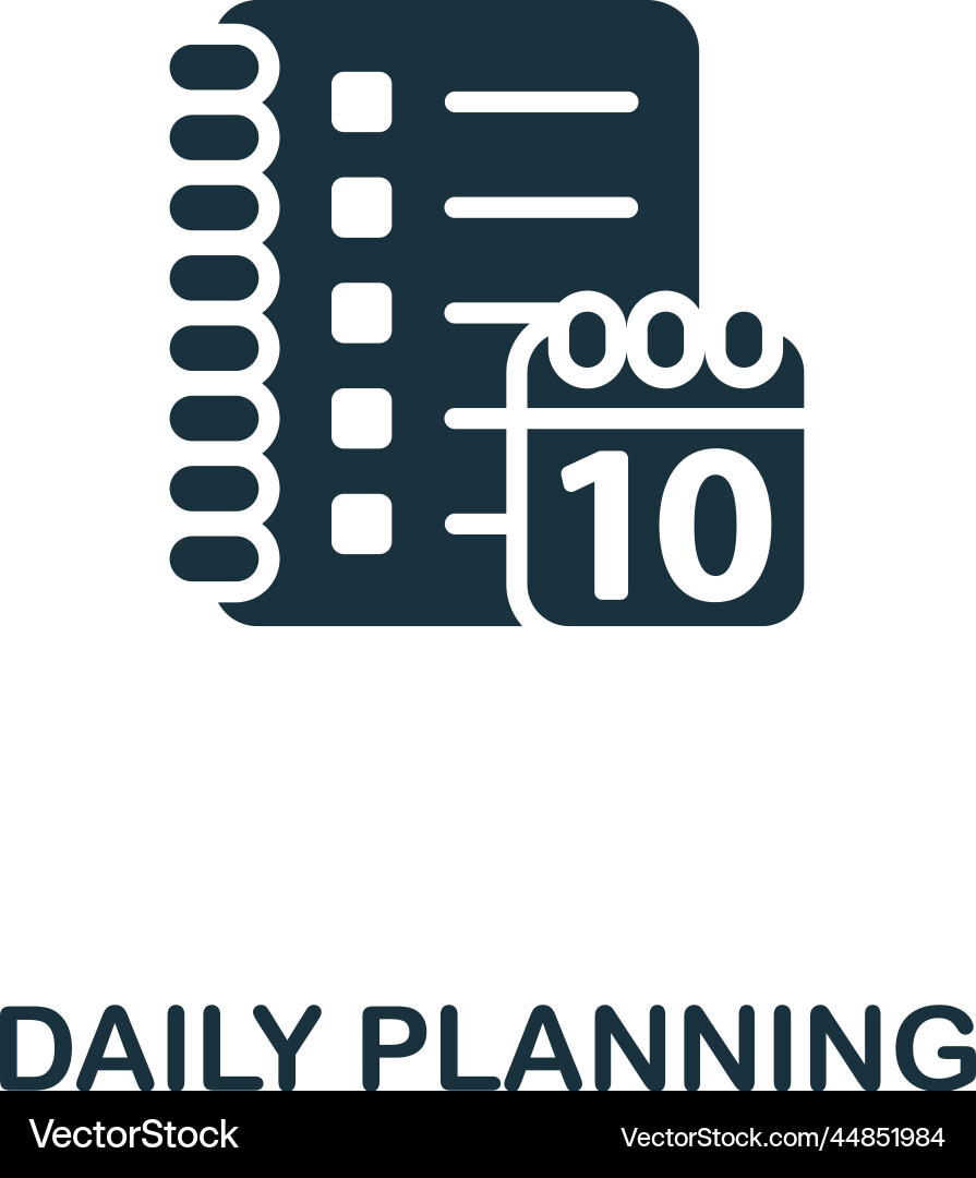 Diily planning icon monochrome simple time Vector Image