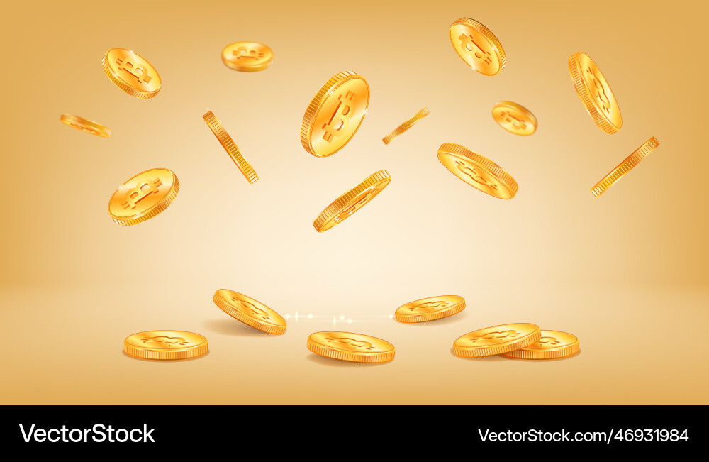 Flying coins realistic composition Royalty Free Vector Image