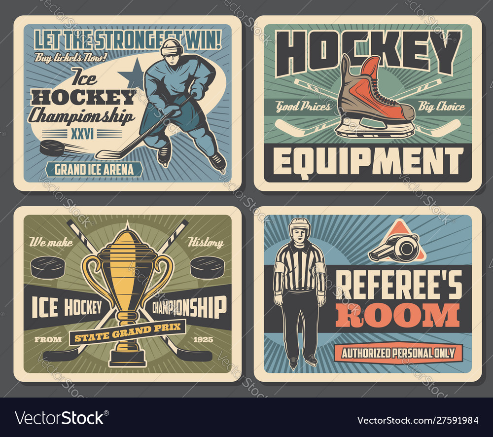 Ice hockey game sport equipment Royalty Free Vector Image