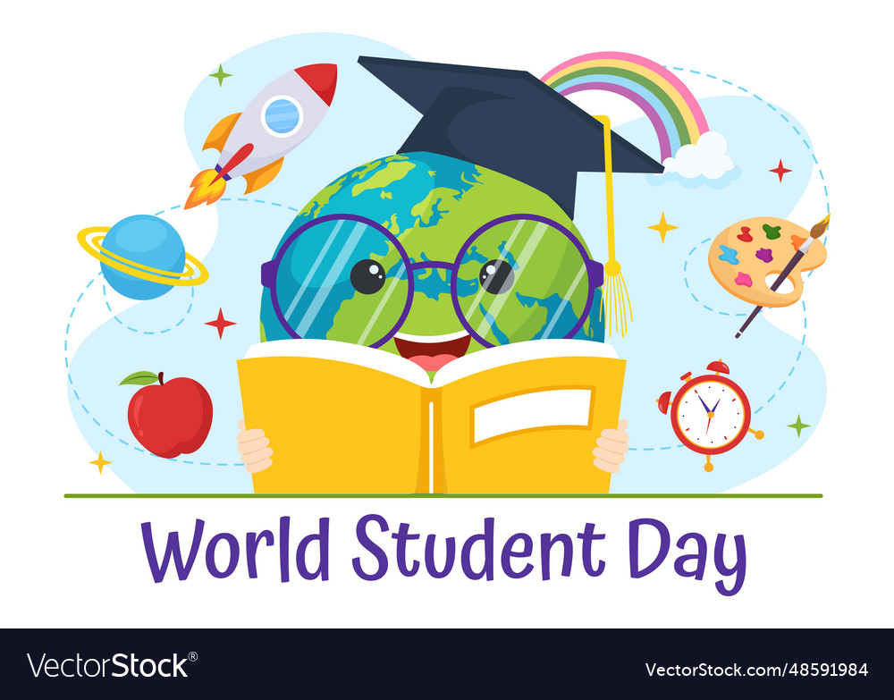 World students day on october 15 with student Vector Image