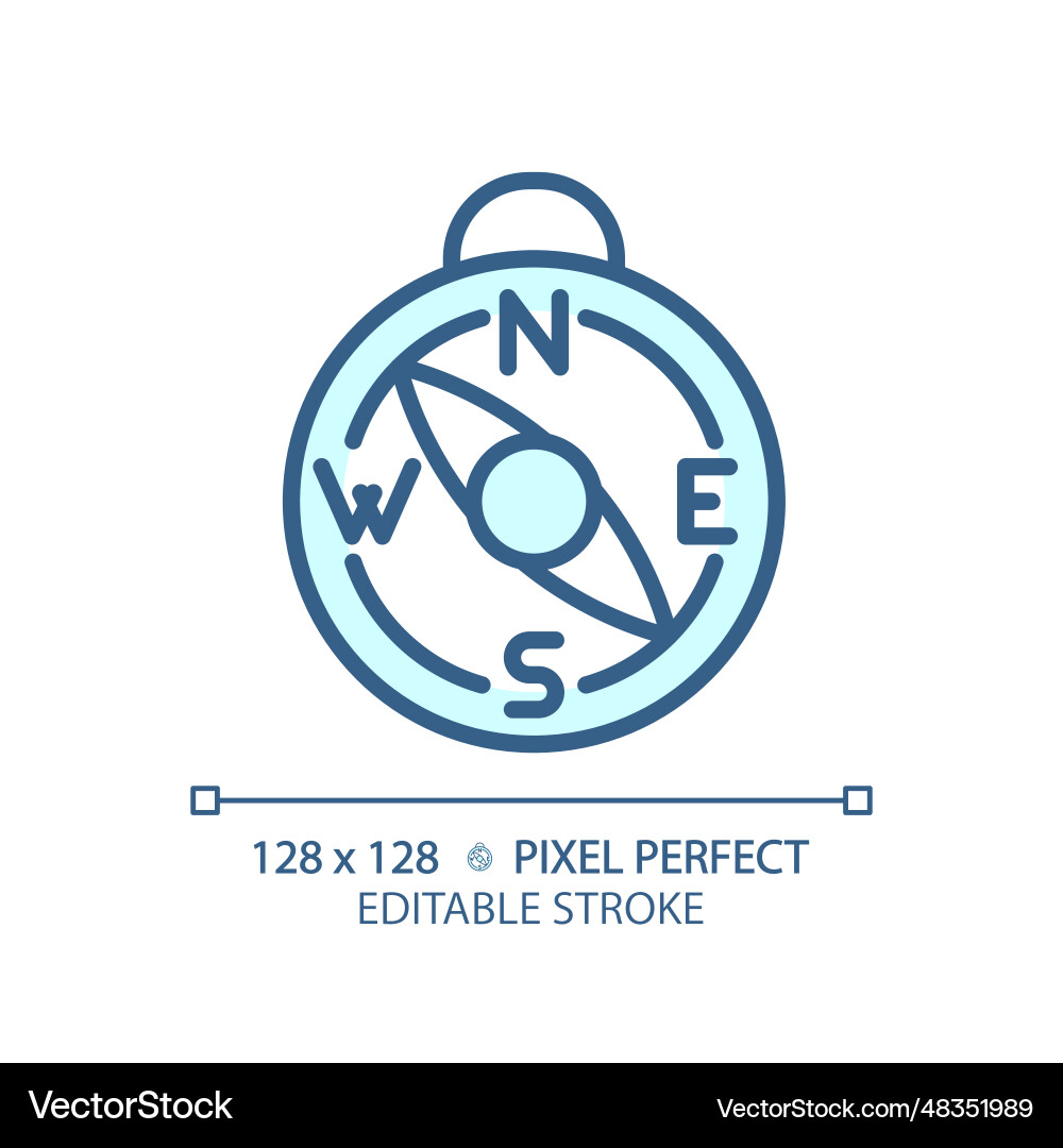 Customizable compass simple thin linear blue icon Vector Image