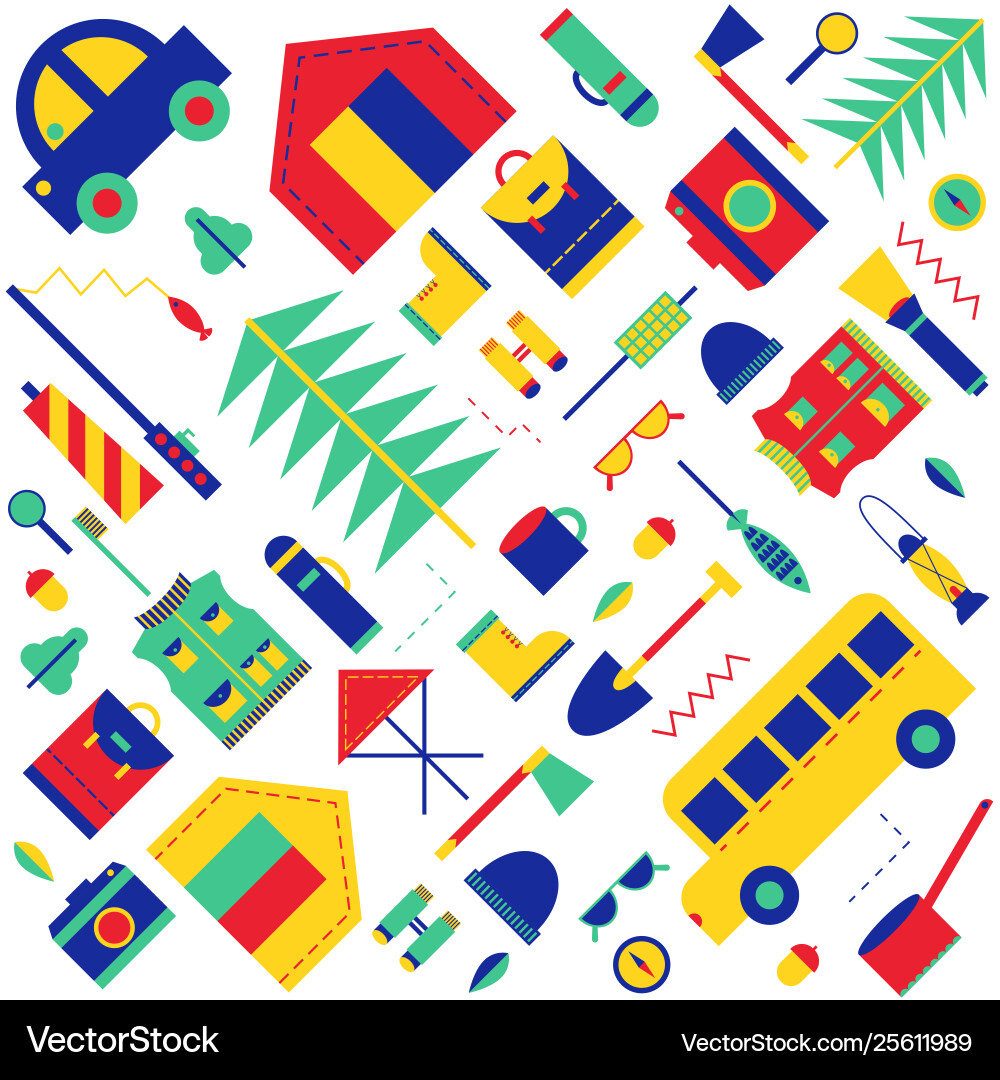 Hiking pattern flat seamless design Royalty Free Vector