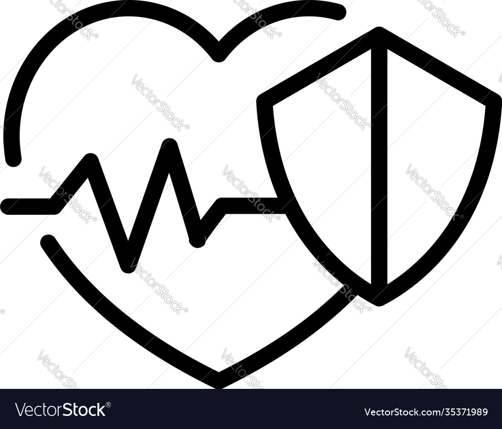 Protected heart rate icon outline style Royalty Free Vector