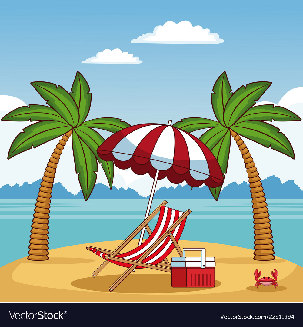 Beautiful summer beach Royalty Free Vector Image