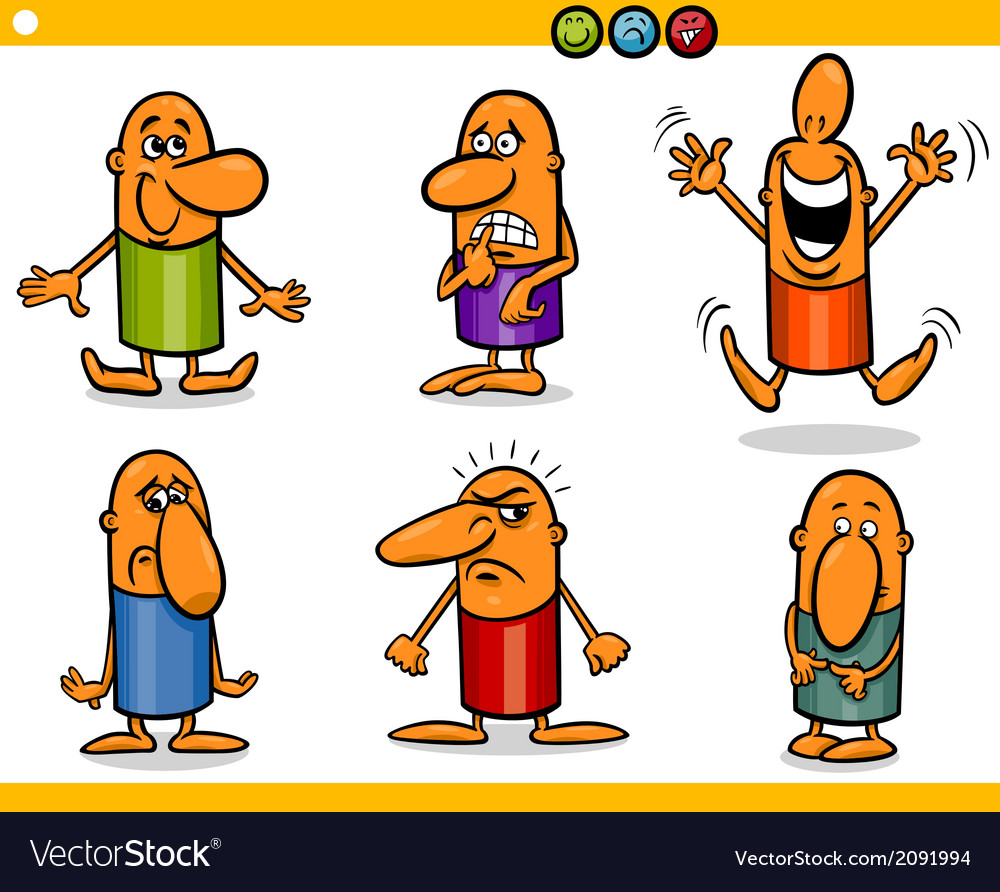 Cartoon people emotions set Royalty Free Vector Image
