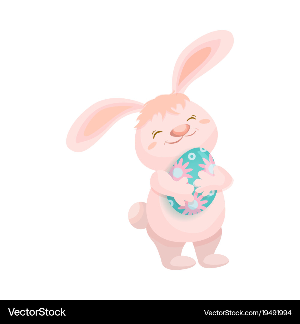 Easter cake rabbit holding easter egg Royalty Free Vector