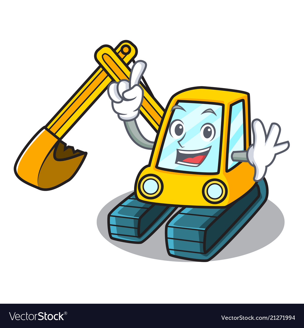 Finger excavator mascot cartoon style Royalty Free Vector