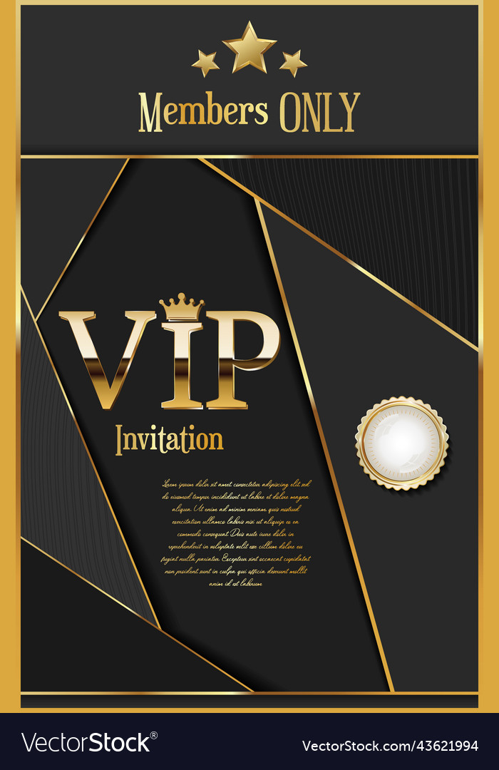 Golden vip invitation card in dark black and gold Vector Image