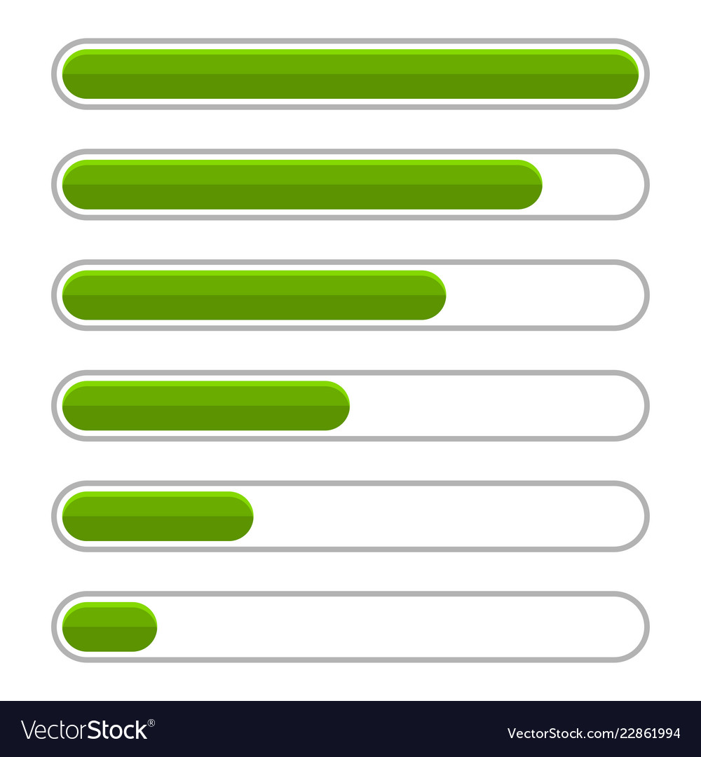 Green Progress Bar Set On White Background Vector Image