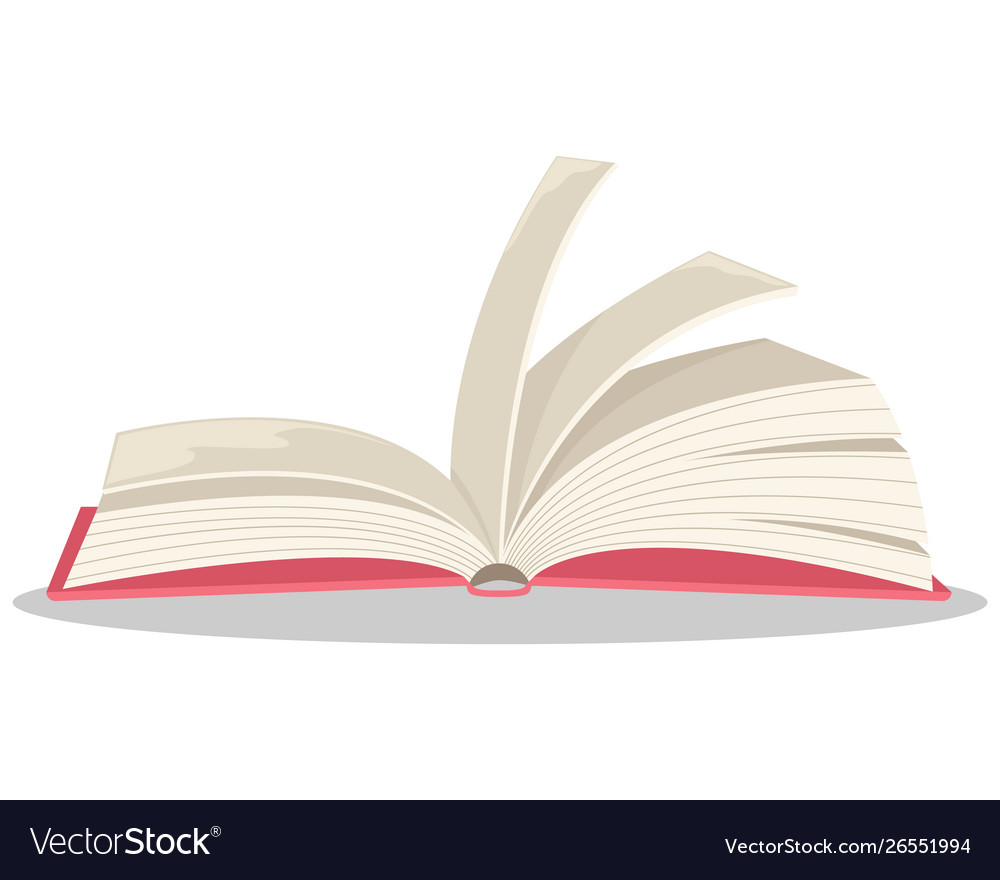 Open book in volume flat cartoon