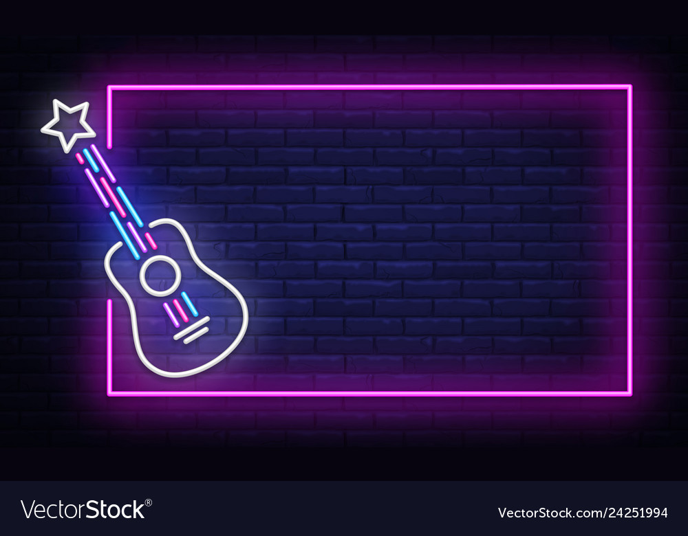 Rock Neon Sign Frame Star Vector Image