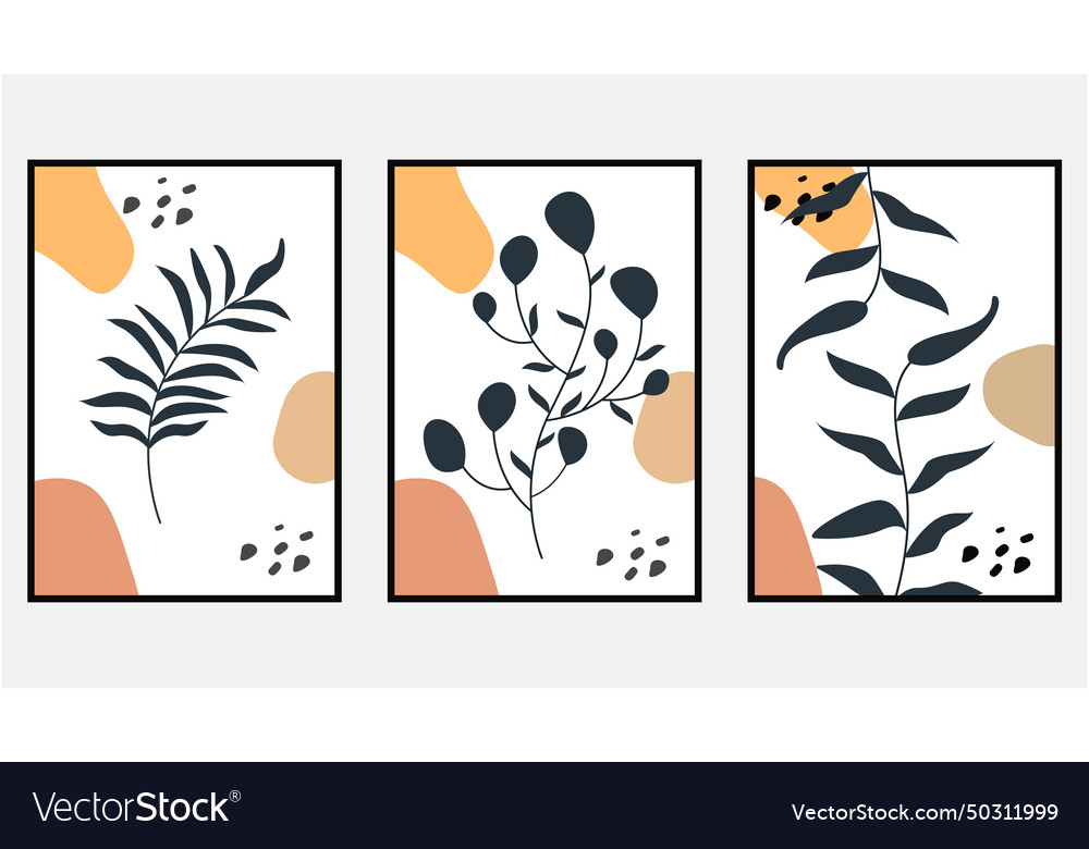 Botanical minimalist posters hand drawn flat Vector Image