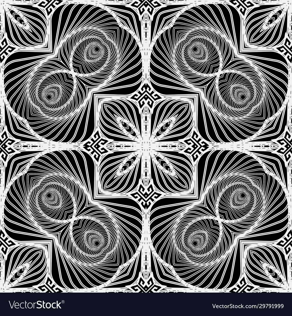 Lines Seamless Pattern Ornamental Black And White Vector Image