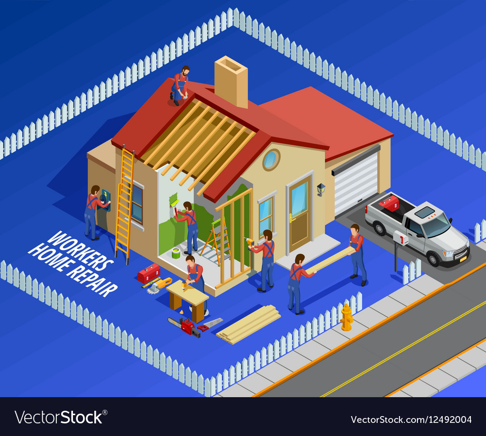 Repair Works Isometric Template Royalty Free Vector Image