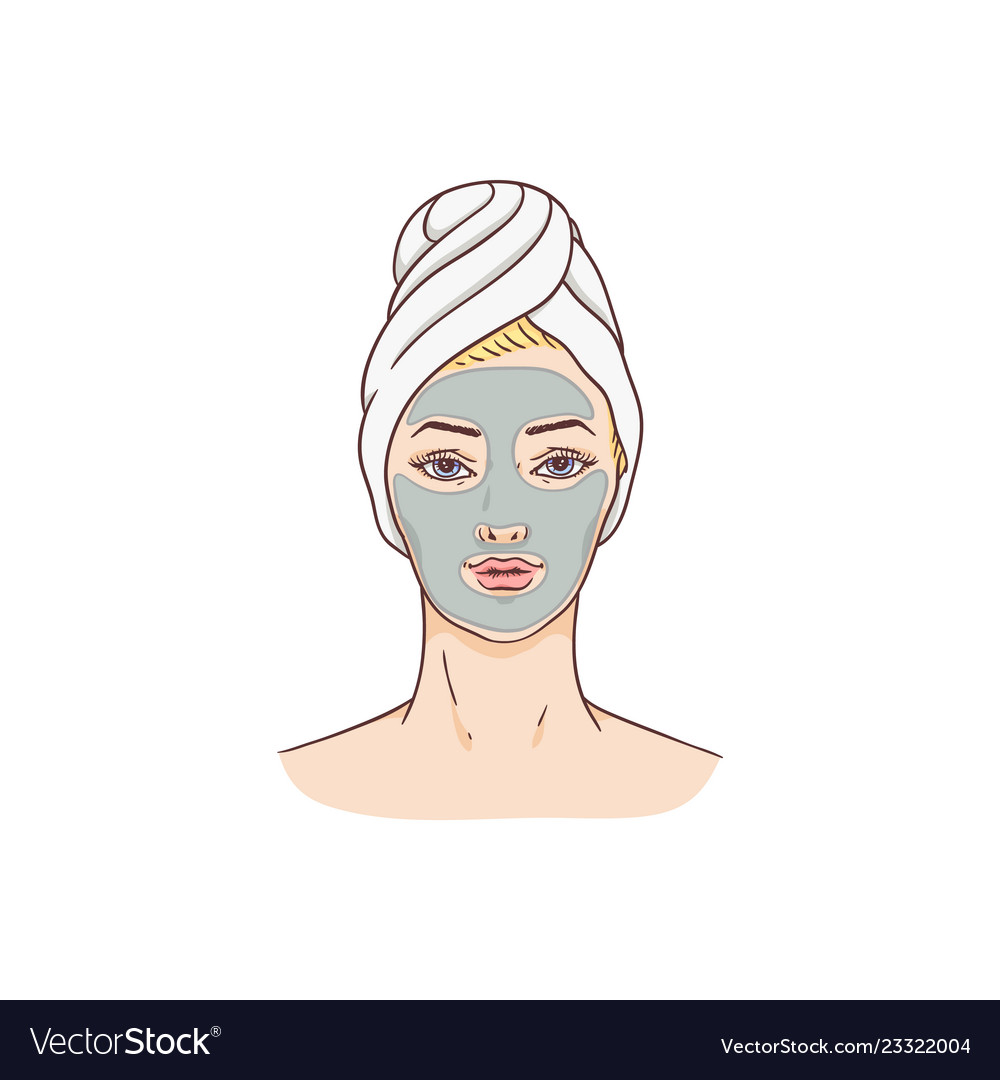 Download Woman with facial mask face skin treatment Vector Image