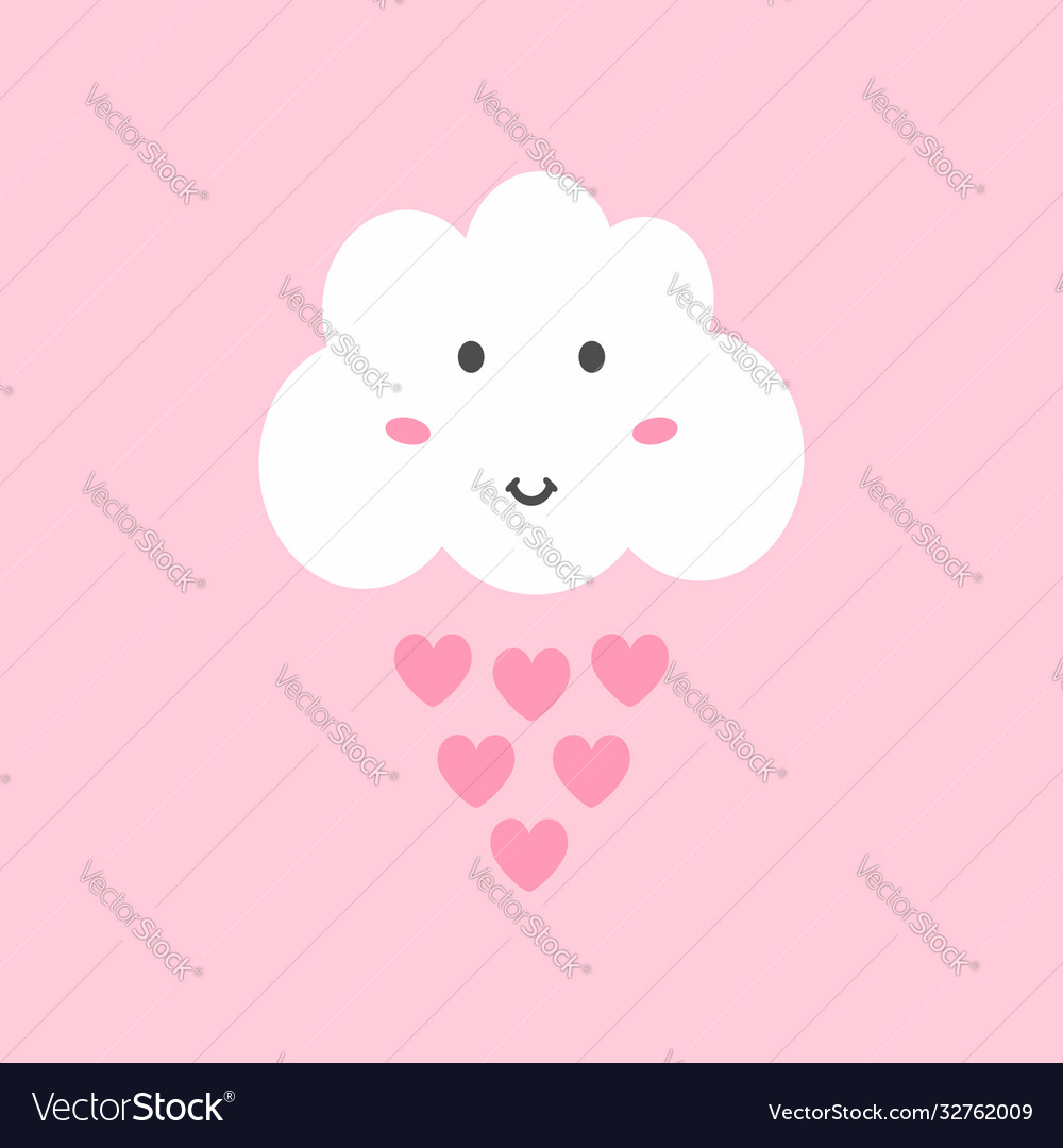 Cute cloud with eyes smile and blush Royalty Free Vector