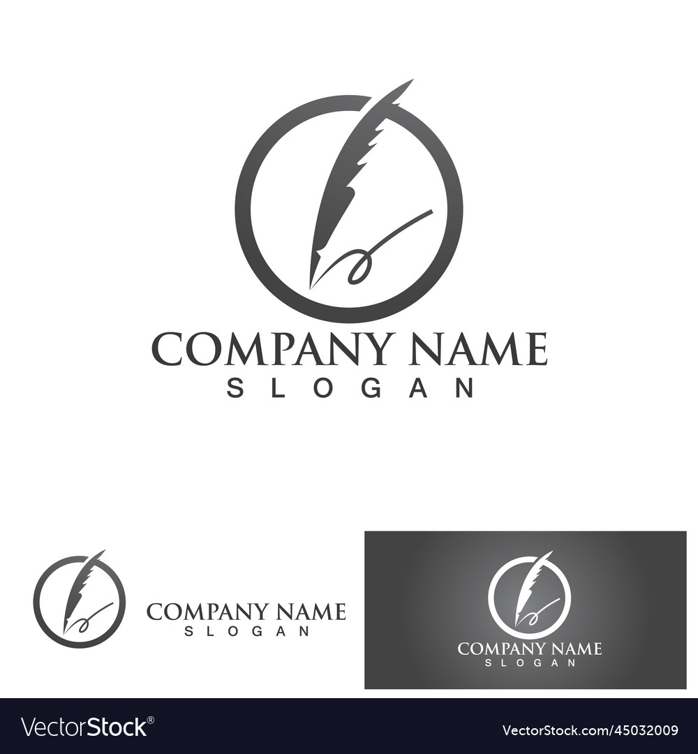 Feather law logo template Royalty Free Vector Image